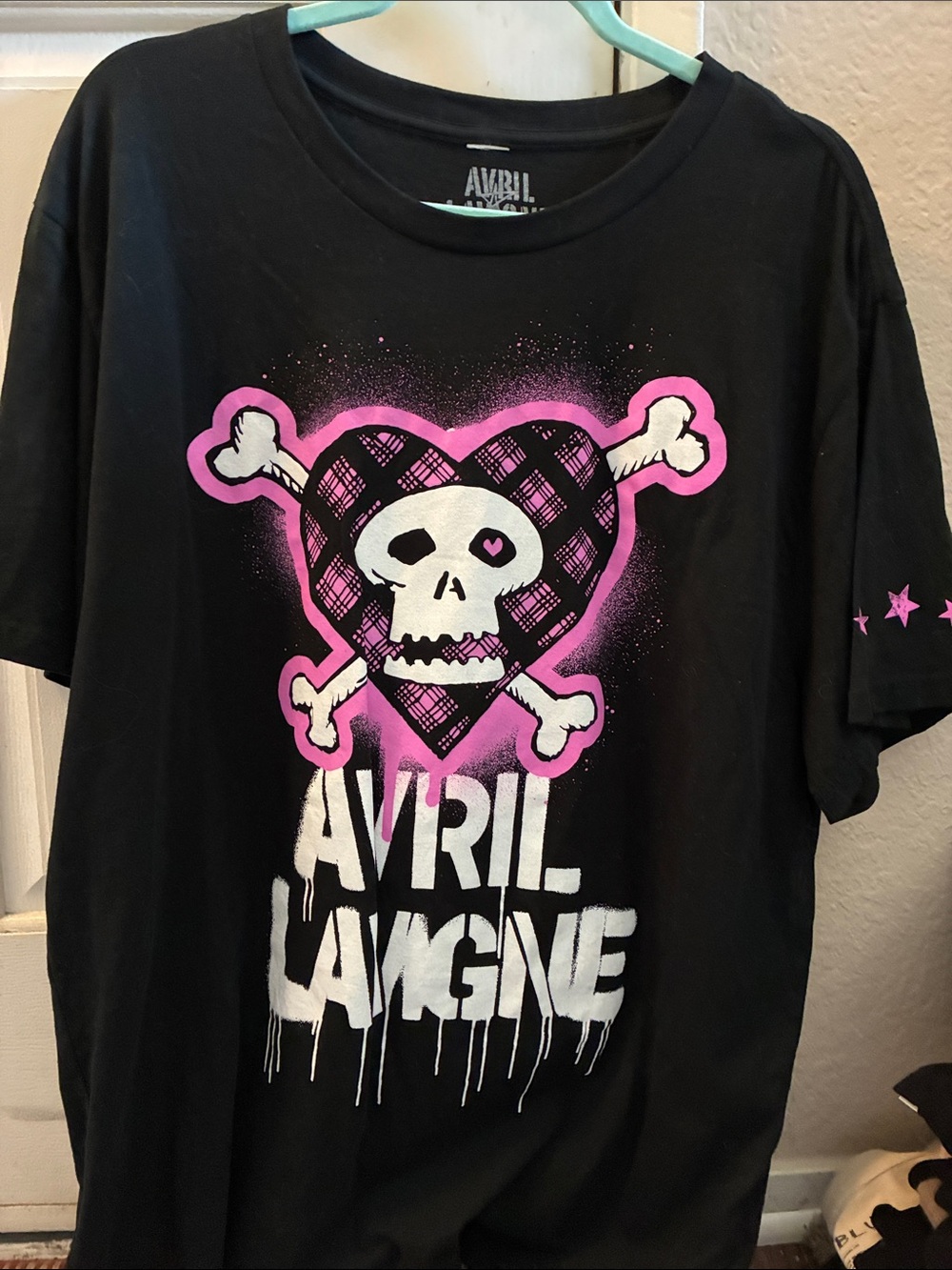 Kids Black Graphic Tee with Pink Skull Heart